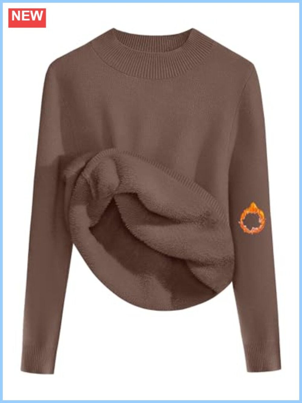 Fleece Sherpa Lined Mock Neck Sweater Thermal Knit Pullover